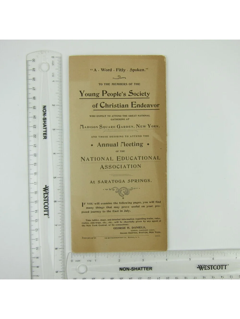 1892 Young People's Society Christian Endeavor Meeting New York Brochure & Map
